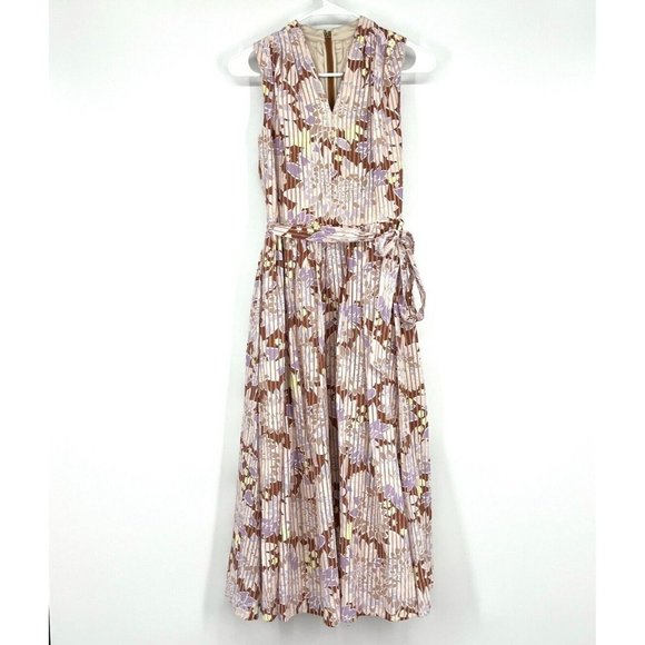 Kate Spade Dress Floral Print Exotic Bloom Burnout V Neck Sleeveless Midi - Picture 3 of 12